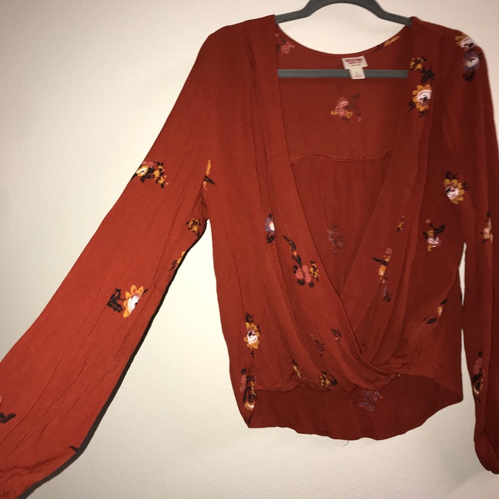 Free People look alike burnt orange blouse